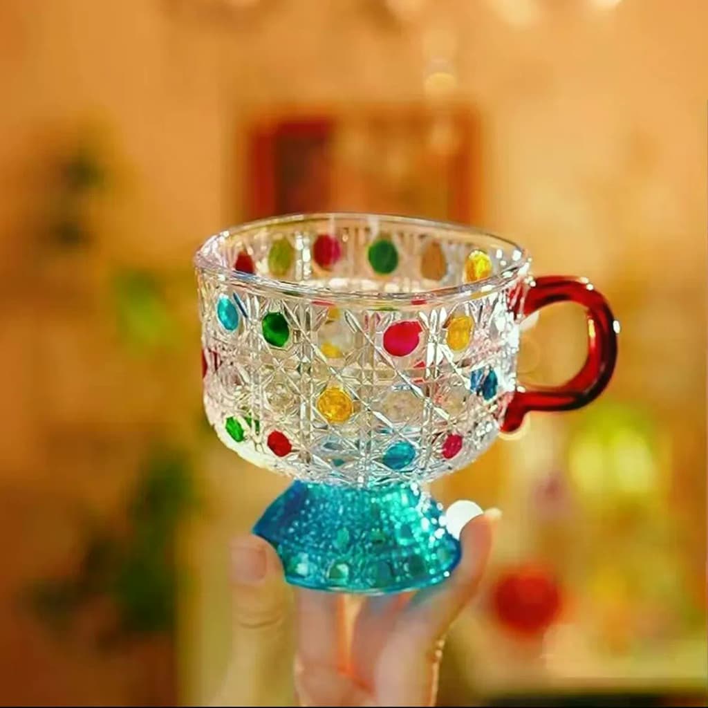 Ins estilo pintado copo de água vidro uísque criativo alto valor copo de café copo de vinho suco vidro pintado vidro qua