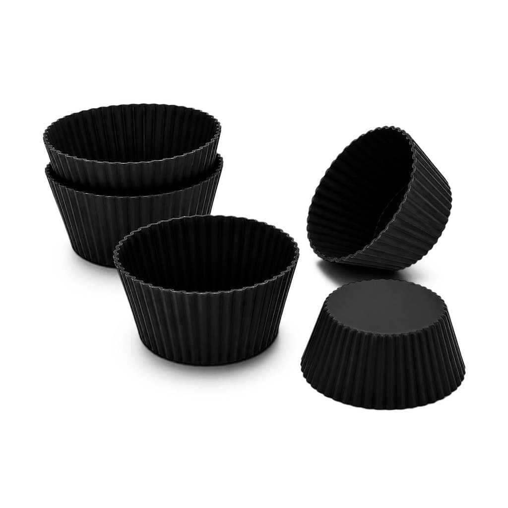 Conjunto com 6 formas para cupcake em silicone Paniffic 7 cm preto - Wellmix
