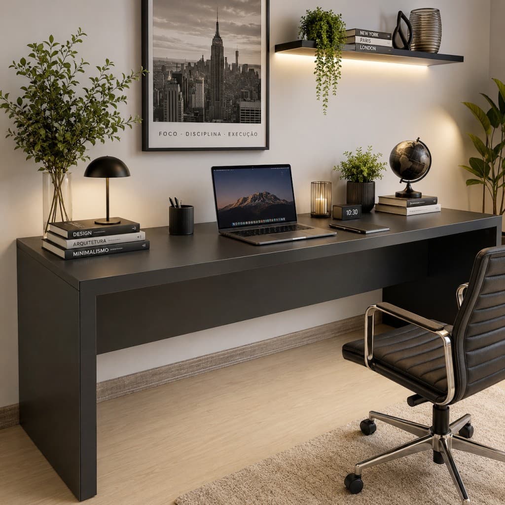 Mesa Grande para Escritório 180x74cm ME4185 Preto