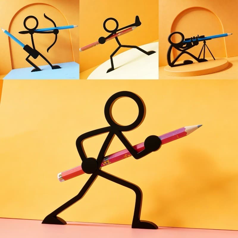 Suporte Para Caneta Stickman Hilariante , Organizador De Mesa Impresso Em 3D , Presente Inovador Professores