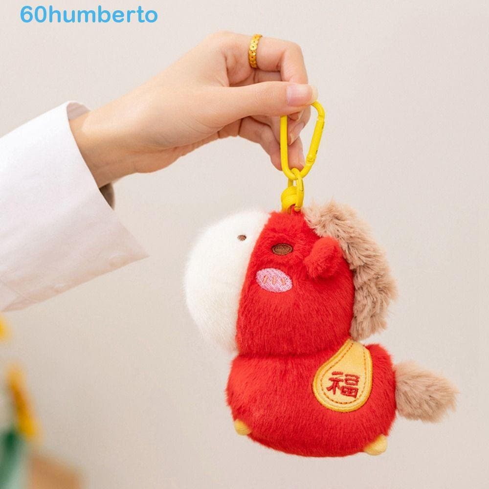 Pingente de cavalo de pelúcia colorido HUMBERTO, chaveiro de brinquedo fofo em estilo cartoon, macio UIWH