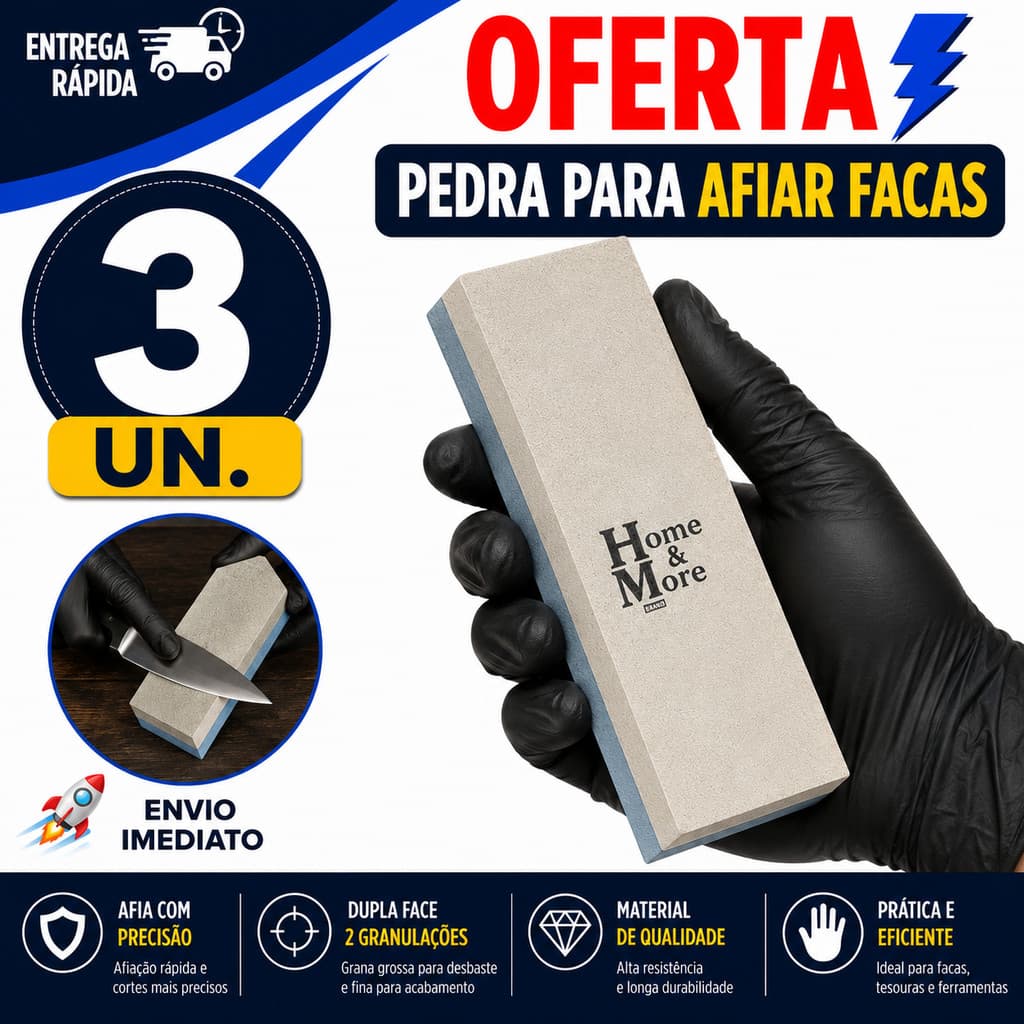 PEDRA DE AFIAR PARA FACA CHEF COZINHA RESTAURANTE DUPLA FACE