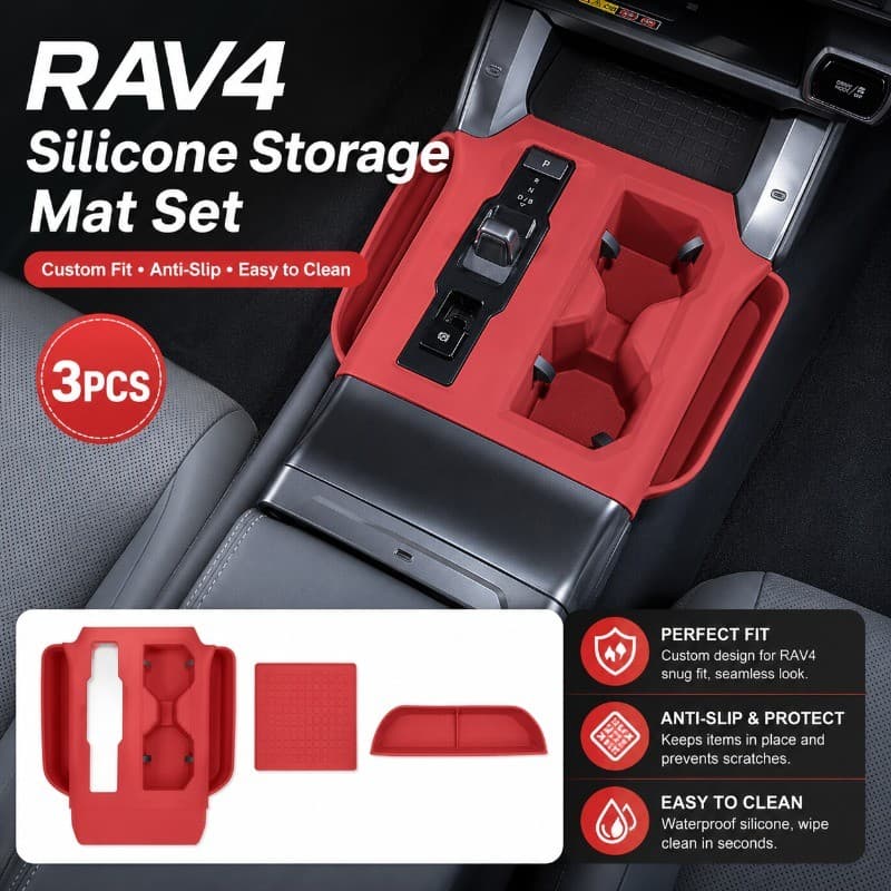 Para Toyota RAV4 Silicone Console Central Esteira De Armazenamento Conjunto Anti-Risco Suporte De Copo Forro Organizador