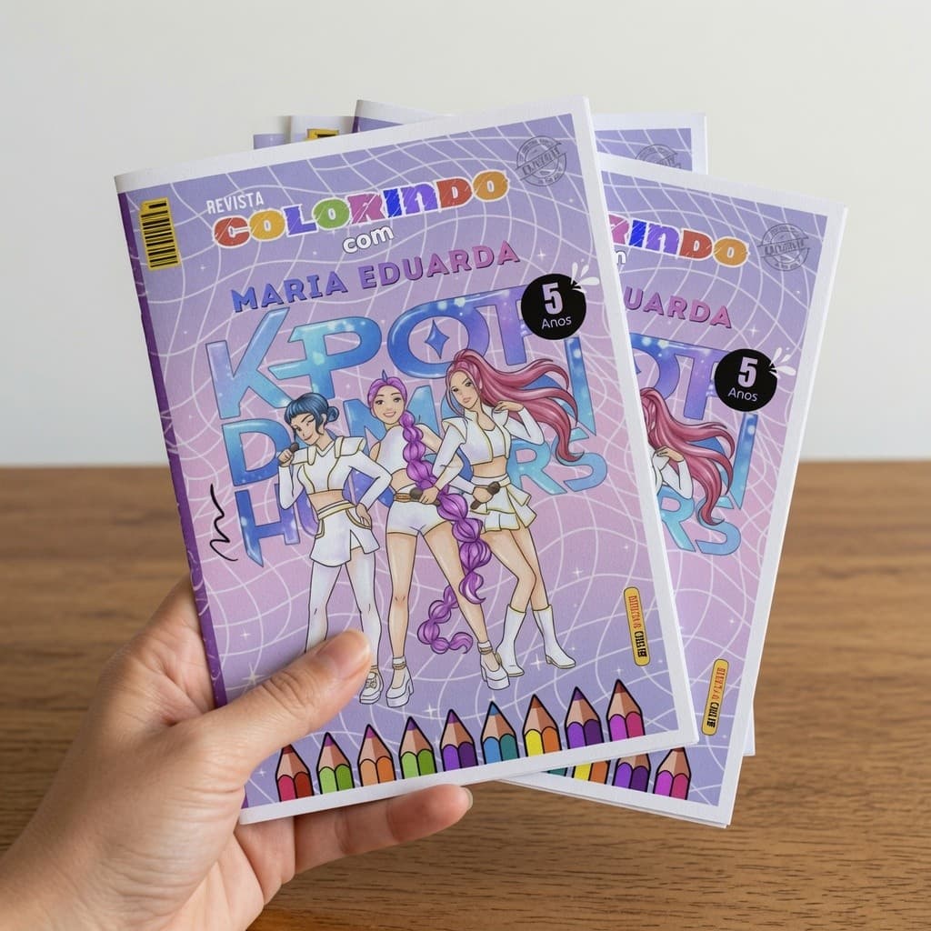 Kit Revistinha Livro Colorir Infantil Festa Lembrancinha PERSONALIZADO livrinho GUERREIRAS K-POP KPOP SAJABOYS HUNTRIX