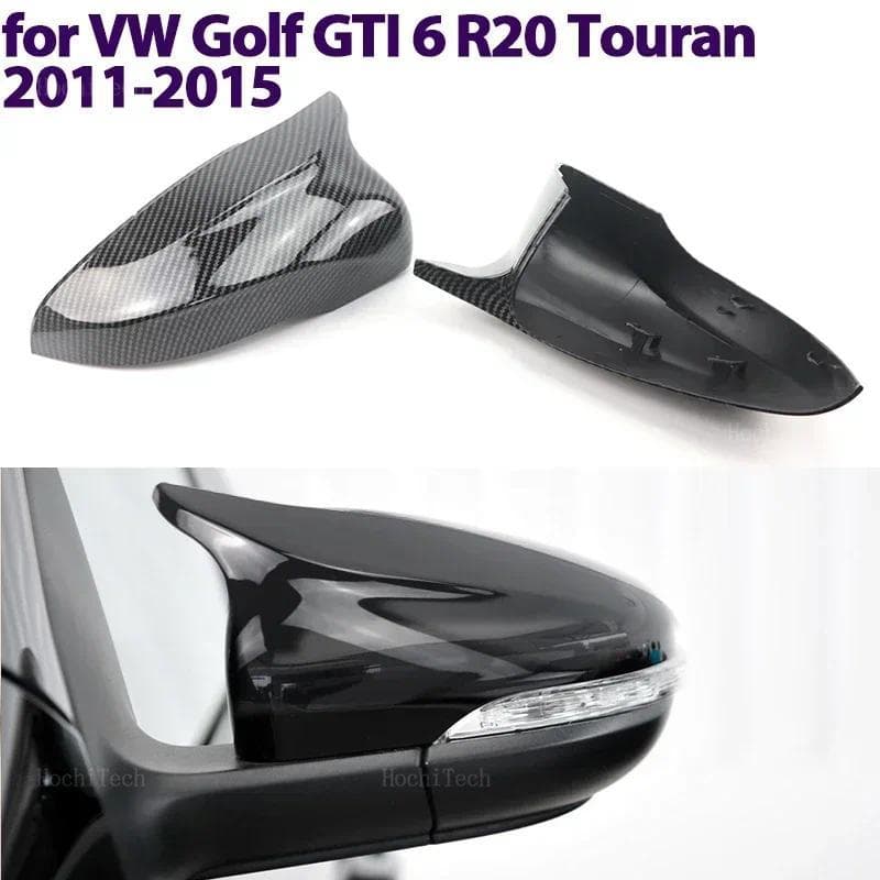 Fibra De Carbono Olhar Estilo Esporte Preto Espelho Retrovisor Lateral Capa Tampas Para Volkswagen VW Touran , MK6 Golf