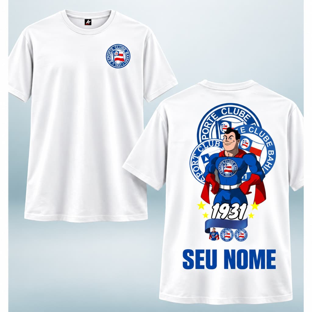 Camiseta Camisa Personalizada Com Seu Nome Bahia Esporte Clube Bahia Tricolor Baiano Futebol Envio Imediato by Mood Vest
