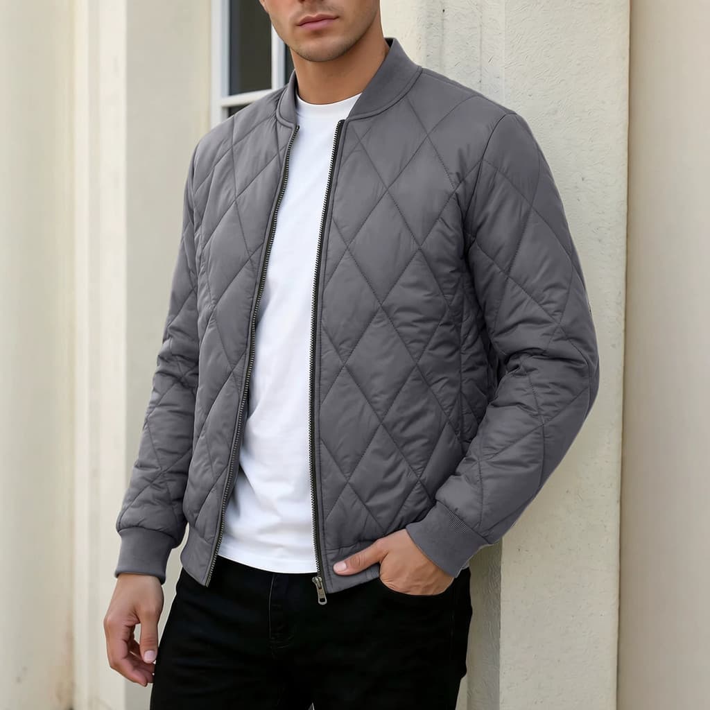 Outono inverno Cross-Border jaqueta masculina de algodão acolchoado jaqueta fino ajuste cor sólida jaqueta europeu ameri