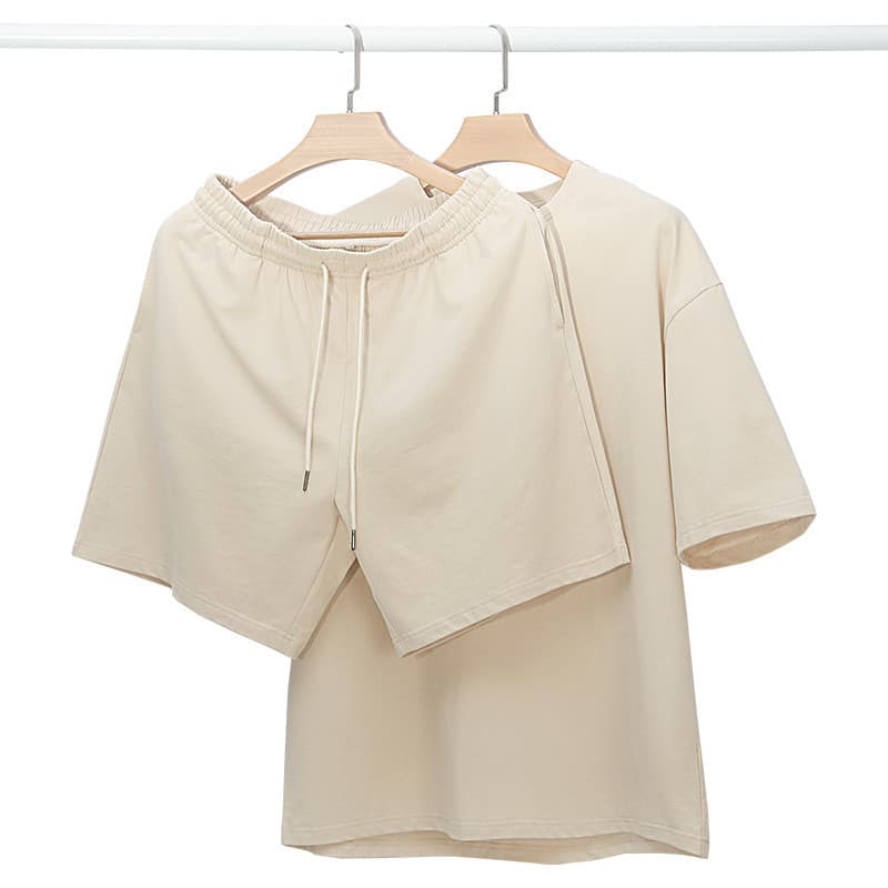 Terno de manga curta camiseta Shorts combinando terno verão Casual terno de 2 peças