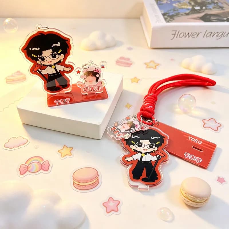 Venda Quente Novo produto Hua Chenyu Q versão chaveiro periférico cartão de pé pingente acrílico dupla face padrão mochi