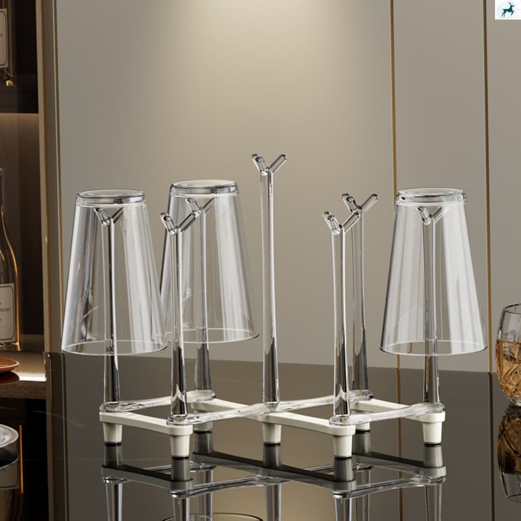 Rack De Secagem De Copos Retrátil-Suporte De Garrafa Antiderrapante Para Bancada De Cozinha