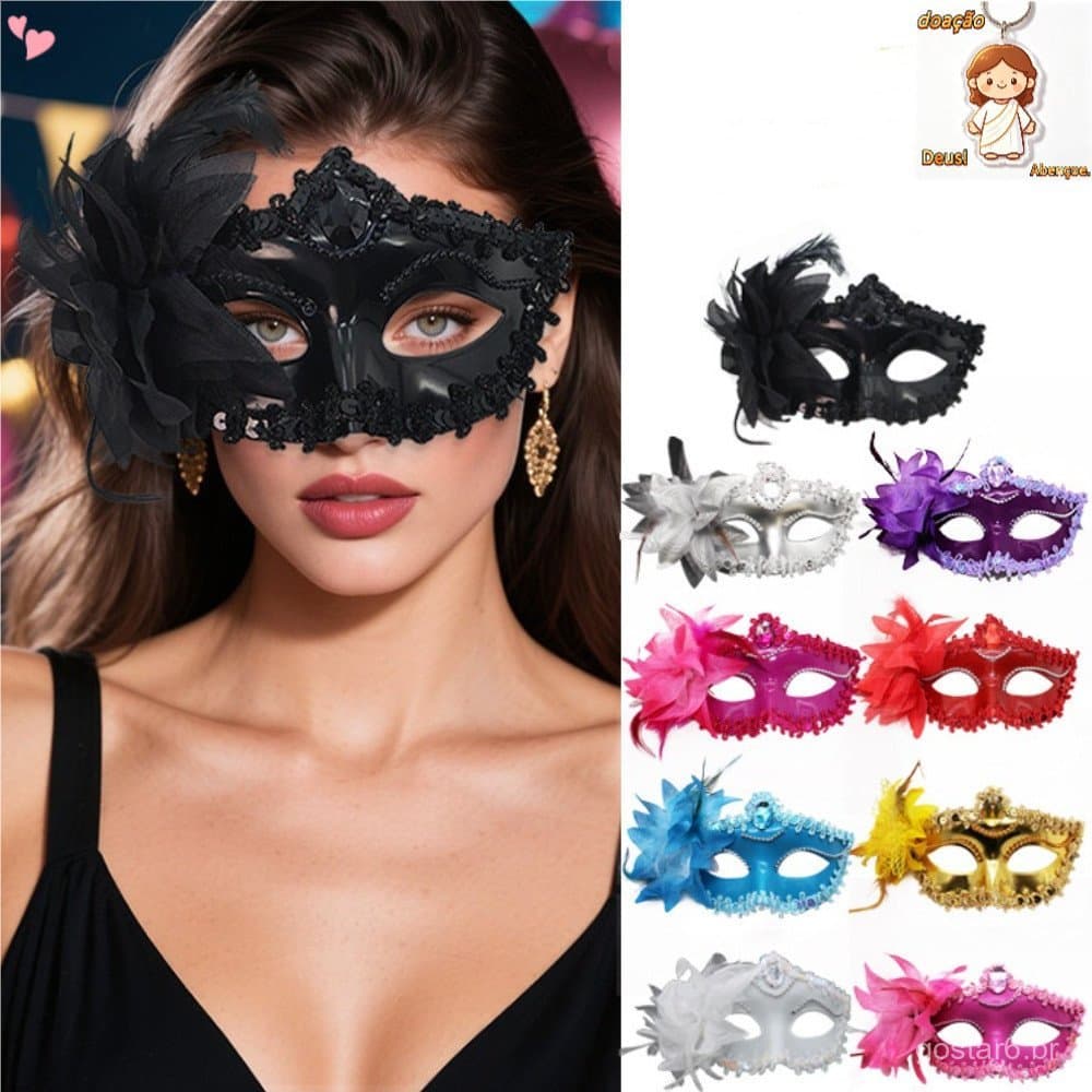 Máscara De Penas Elegante Artística Máscaras Venezianas Góticas Para Festa De Dia Dos Namorados Carnaval