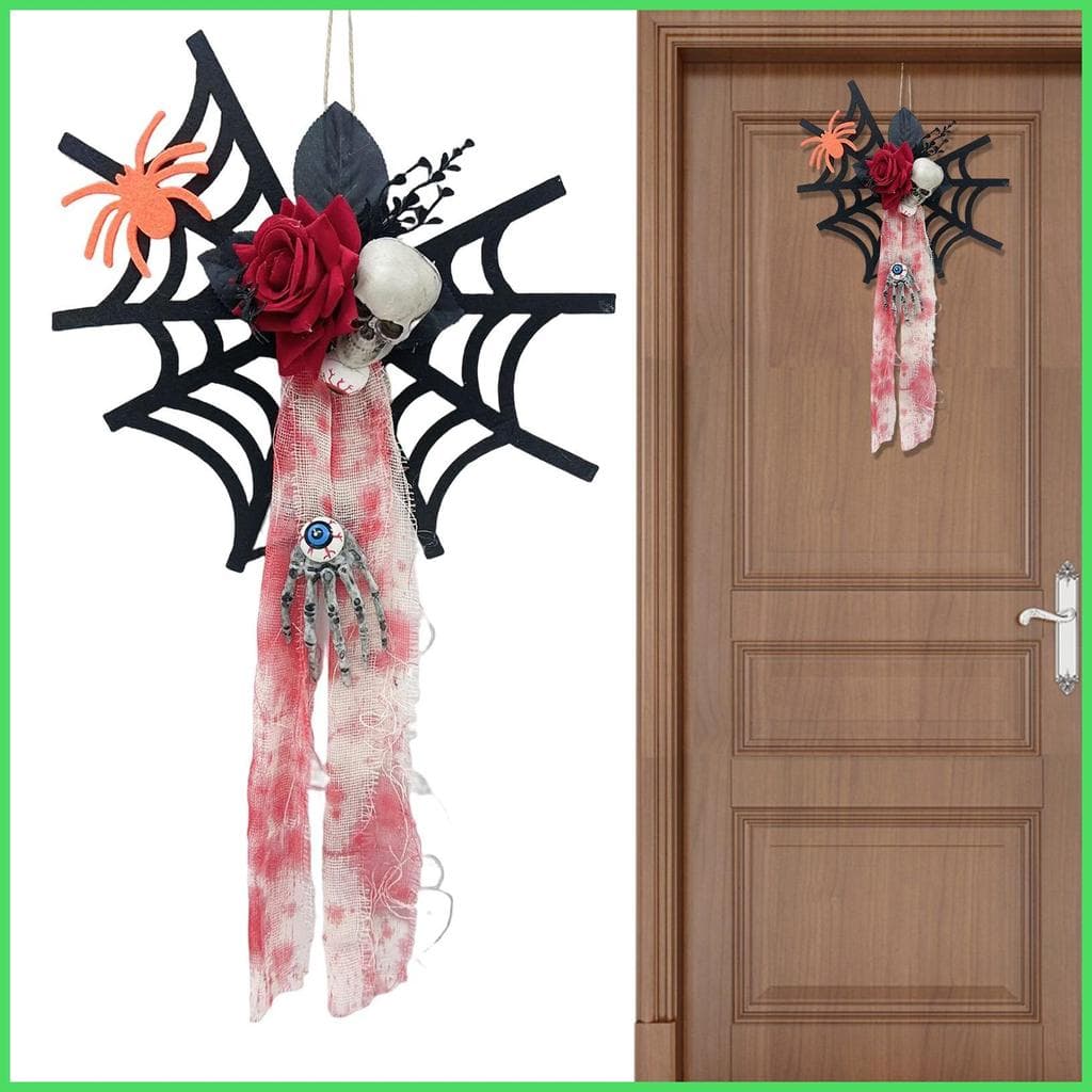 Decorações De Teias De Aranha Assustador Rosa Crânio Festa De Halloween Ornamentos De Árvore De Terror Para Casa Assombr