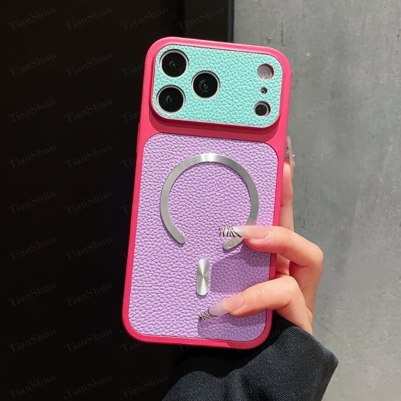 Capa De Telefone Com Padrão De Lichia Magnética Dopamina De Dois Tons Compatível IPhone 11 12 13 14 15 16 17 Pro Max Plu