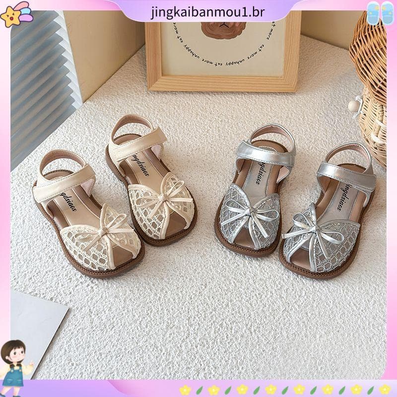 Meninas Baotou sandálias 2025 verão novo estilo versão coreana crianças sapatos de princesa estudante meninas sapatos de