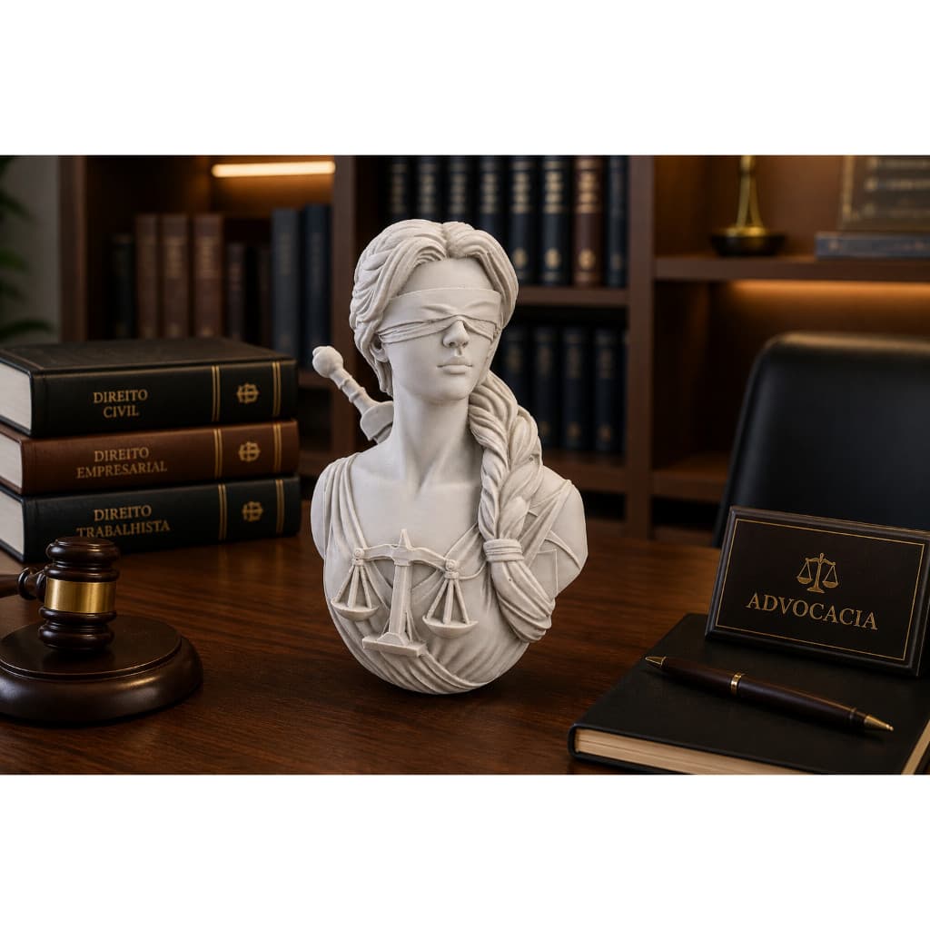 Estátua Têmis Deusa da Justiça Presente Formatura Direito Advogado Escultura Decorativa para Escritório