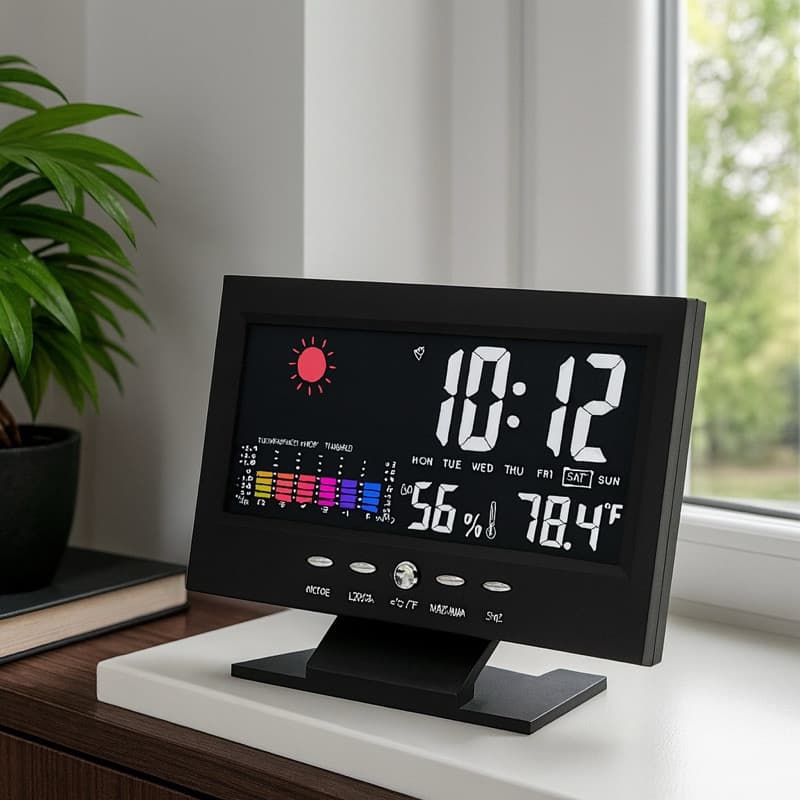 Mostrador Meteorológico Do Calendário Relógio Digital LED Alarme Luz De Fundo Monitor De Temperatura Eletrônico De Mesa