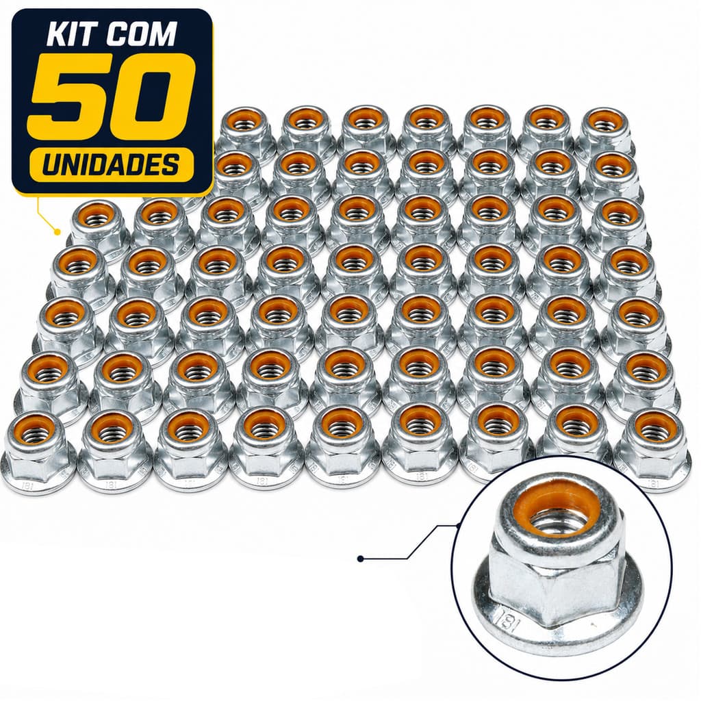 Kit 50 porca M8 sextavada travante flange chave 13 do prisioneiro coroa CRF230F 07/20 NXR150 NXR160 XRE190 XR250 Tornado