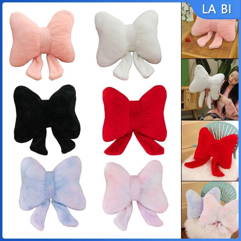[Wishshopeehhh] Almofada De Laço Fofa Em Formato Decorativa De Cabeceira Costas Confortável Soft Pelúcia Mobiliário Domé