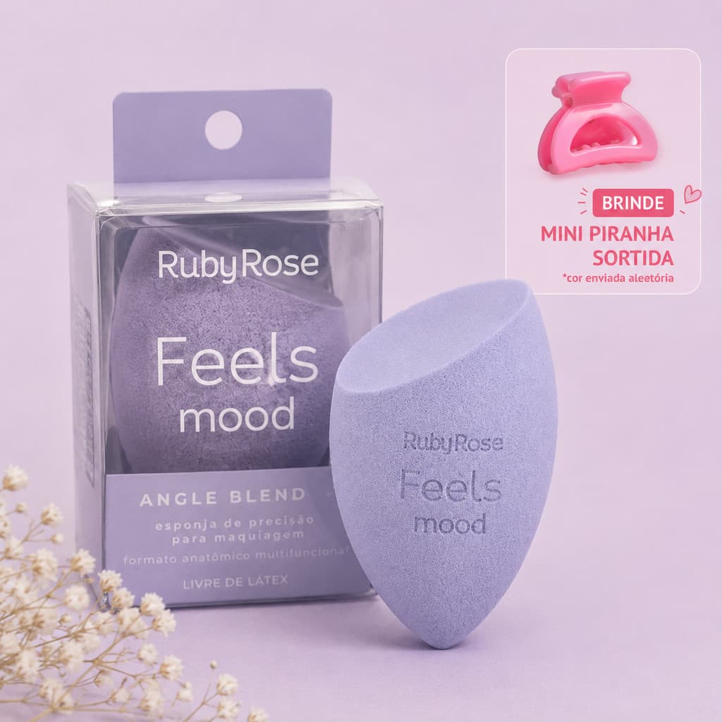 Esponja de Maquiagem Ruby Rose Feels Mood Macia Soft Blender Formato Anatomico