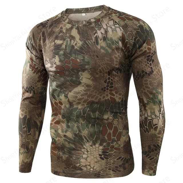 Camiseta De Manga Comprida Masculina 3d Camuflagem Impressão Gráfica Camisetas Masculinas Moda Fitness Topos Ao Ar Livre