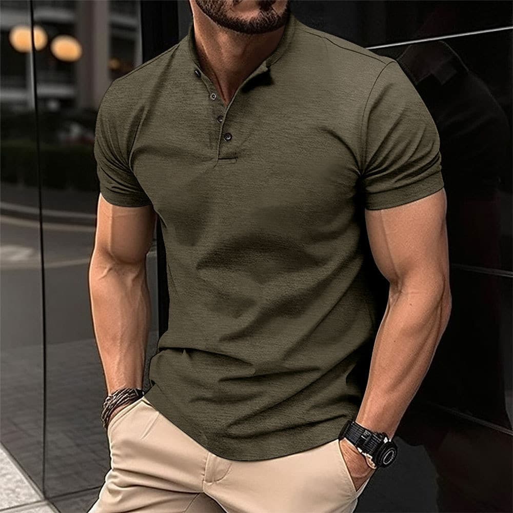2026POLO camisa respirável verão masculino de manga curta camiseta botão esportes Henry colarinho Polo camisa masculina