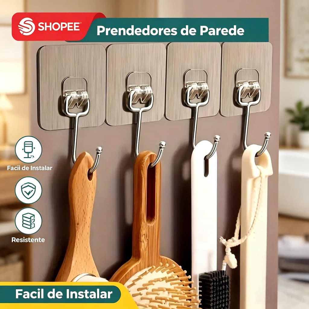 Gancho Adesivo Parede Transparente Multifuncional Autocolante