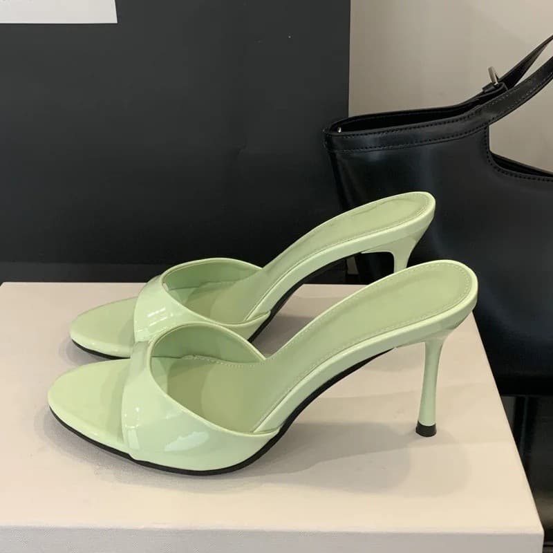 Eilyken 2026 Nova Moda de Verão, Sandálias Femininas de Bico Aberto, Elegantes, de Salto Fino, para Vestidos, Chinelos F