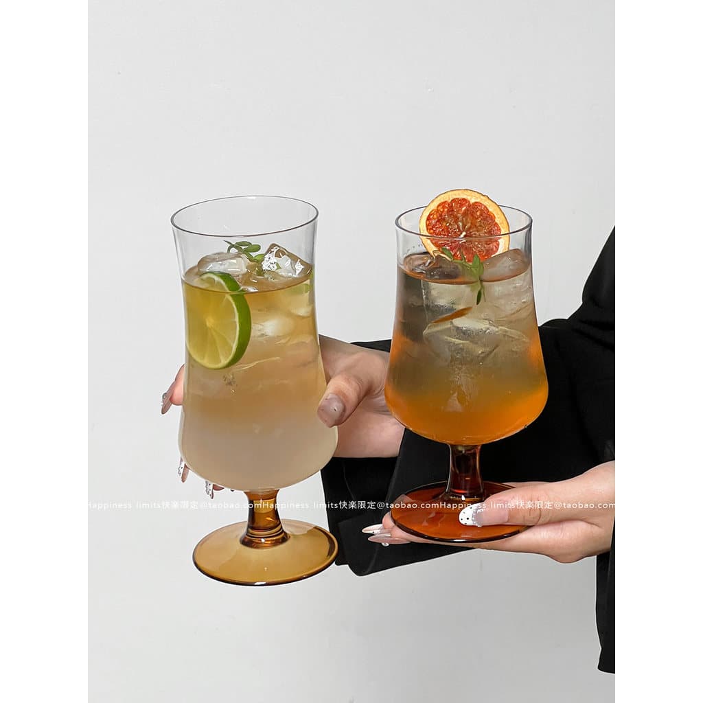 Copo Alto de Vidro Estilo Ins 380ml/450ml – Taça para Suco, Chá Gelado, Água com Gás, Coquetel e Bebidas Frias