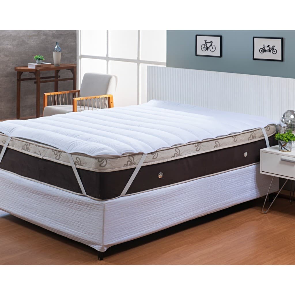Protetor Capa de Colchão Pillow Top Branco 400 Fios Acolchoado Macio para Cama Solteiro Casal Queen King