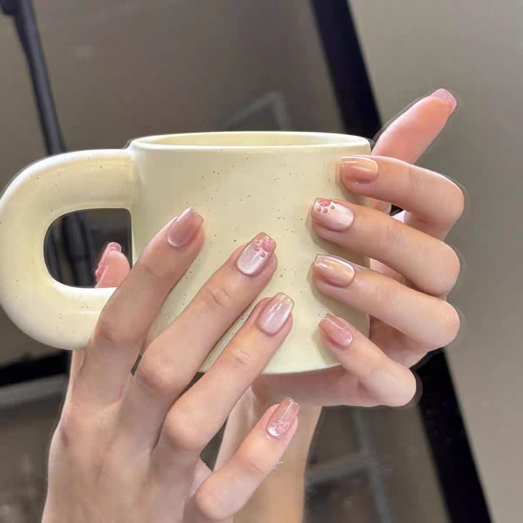 Unhas postiças de alta qualidade para estudantes, arte de unhas com estampa de pata de gato rosa, efeito olho de gato,