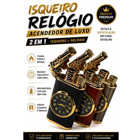 Acendedor de pistola com Relógio Descarregado（sem gas）  chama dupla Luxo