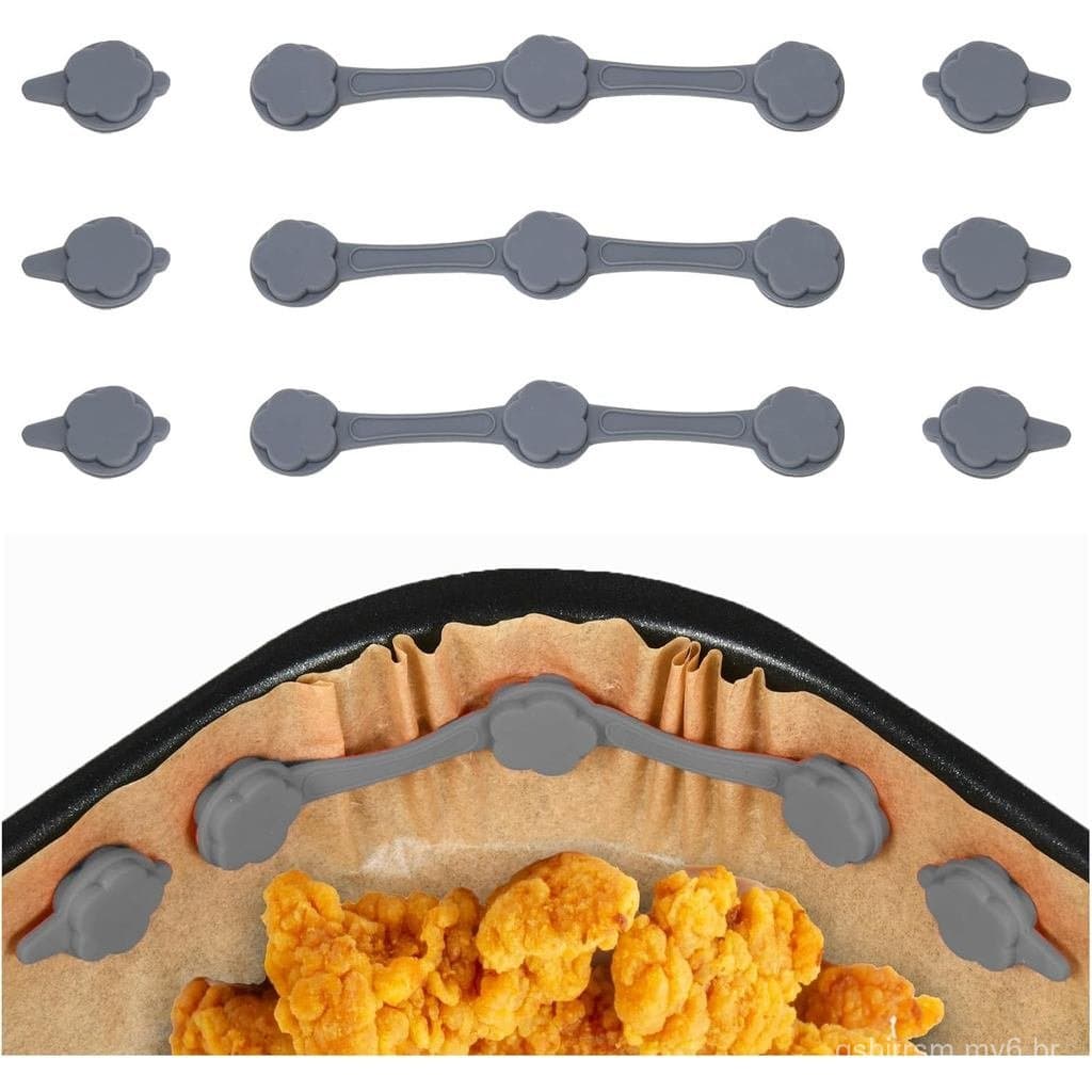 9 Peças de Ímãs para Air Fryer para Papel Manteiga – Fivelas de Silicone Reutilizáveis para Fixar Forros, Acessórios Res