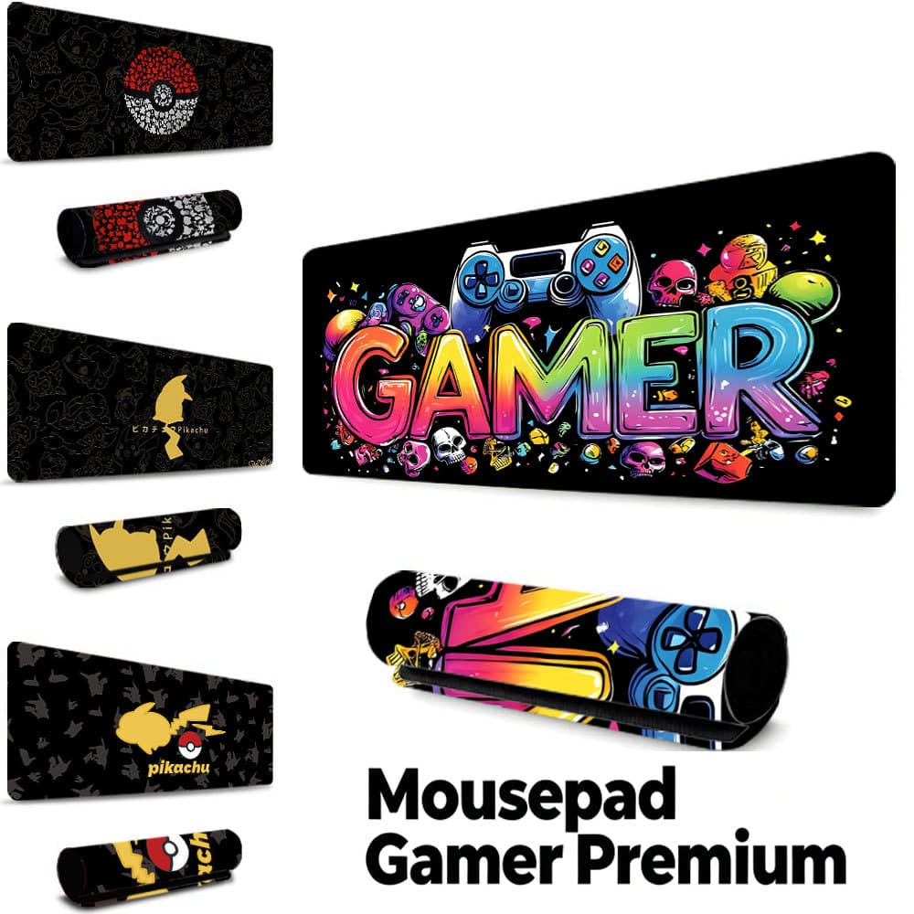 Tapete Gamer Controle Game Grafite Colorido, borda costurada, base borracha antiderrapante, à prova d'água acessório