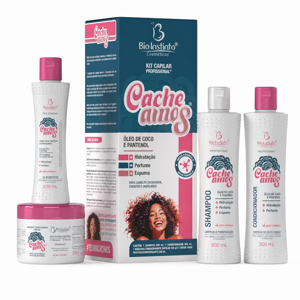 Kit Capilar Cacheamos Bio Instinto 4 Itens Para Cabelos Cacheados Hidratação Definição