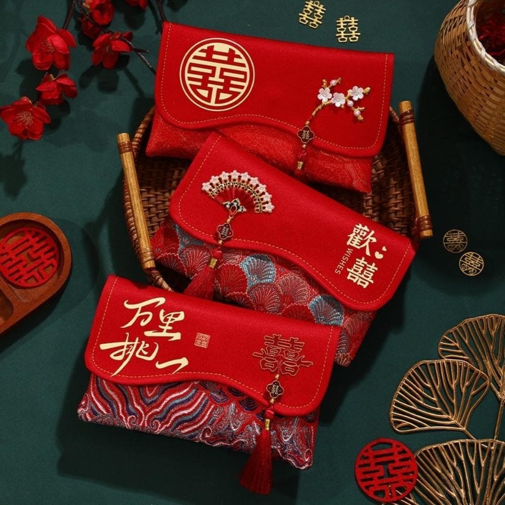 Envelope Vermelho HWNOSU , Vários Padrões Com Bolso Para Dinheiro Borla , De Casamento Tradicional De Cumprimentos