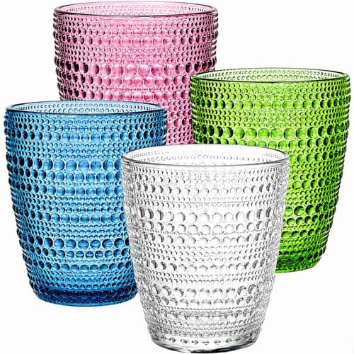 Jogo 6 Copos Vidro Pérola Verde 300ml Água Suco Drinks Uso Diário Mesa Elegante Resistente Durável