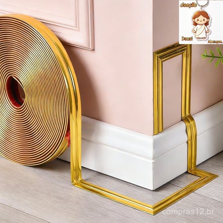 Fita Adesiva Metalizada para Decoração 5m , PVC Dupla Face 6mm /12mm/15mm/20mm/27mm(Parede, Piso, Móveis)