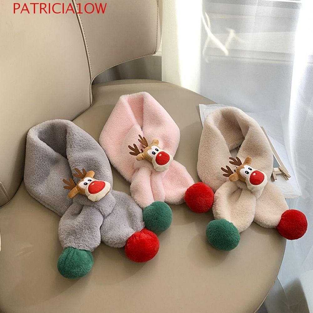 PATRICIA1OW Cachecol Infantil Criativo e Casual, Imitação de Pelo de Coelho, Estampa de Alce, Cachecol à Prova de Vento