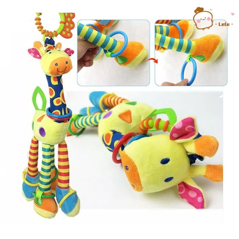 Brinquedo de pelúcia de girafa para bebês/campainha de animal/brinquedo de pelúcia infantil/corda de desenvolvimento par