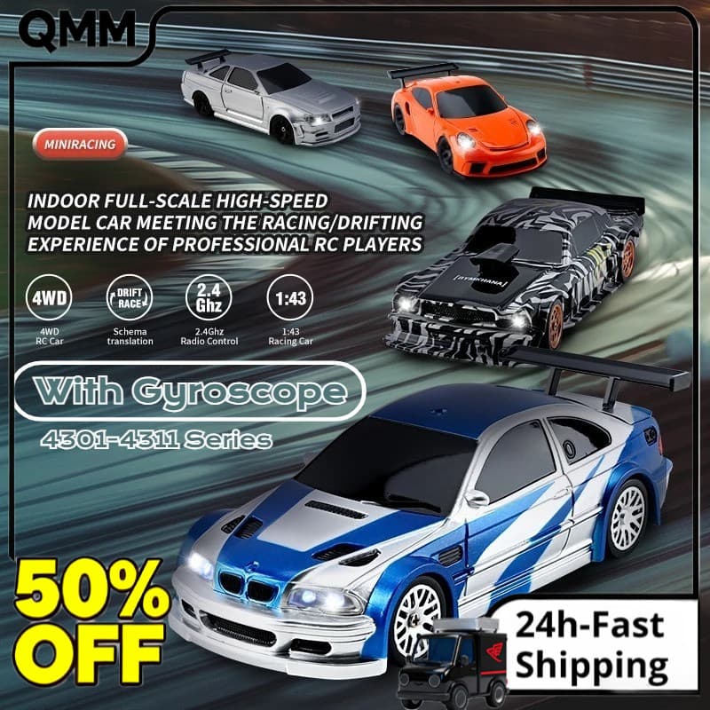 4WD Controle De Rádio Drifting Modelo 1/43 Mini RC Carro De Corrida De Deriva De Alta Velocidade 2.4G RTR Giroscópio