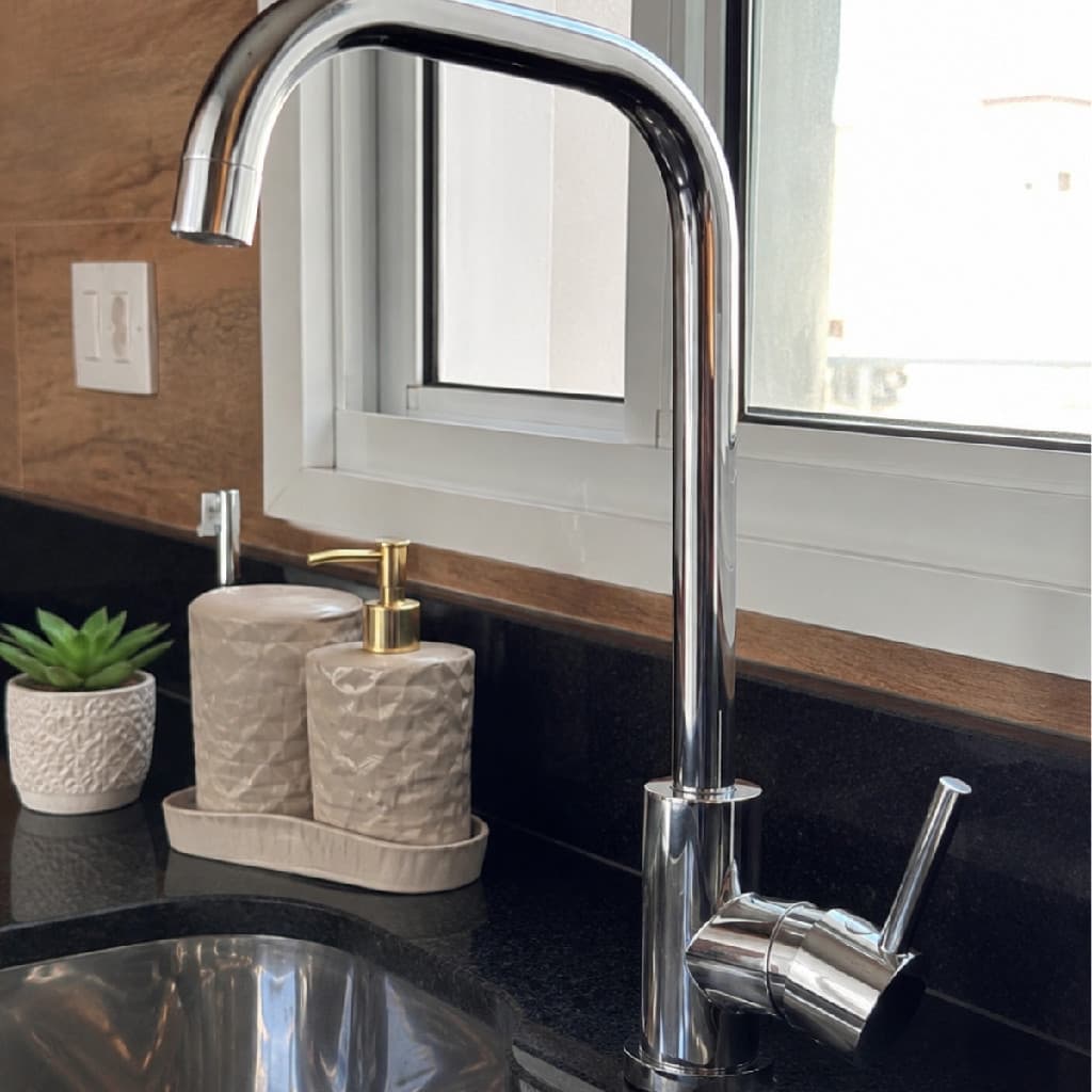 Torneira Monocomando Cozinha Aço Inox 304 Bica Alta Cromada