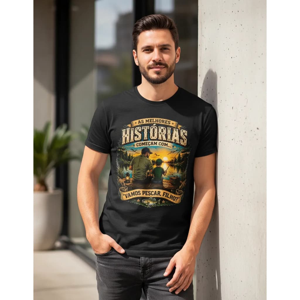 Camiseta Masculina Pai E Filho Pescaria Dia Dos Pais Vintage 100% Algodão Premium