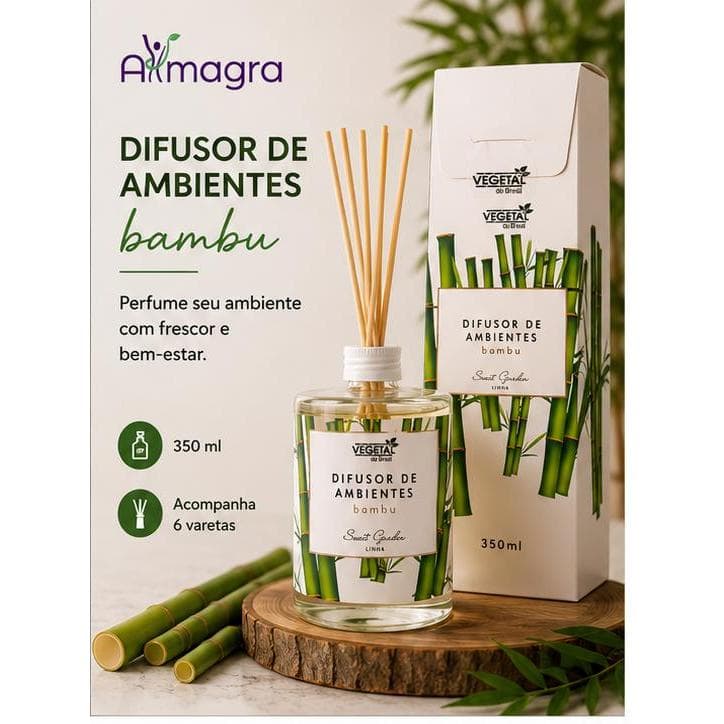 DIFUSOR DE AMBIENTE SWEET GARDEN BAMBU – VEGETAL DO BRASIL | FRESCOR | BEM-ESTAR | AROMATIZADOR DE AMBIENTES