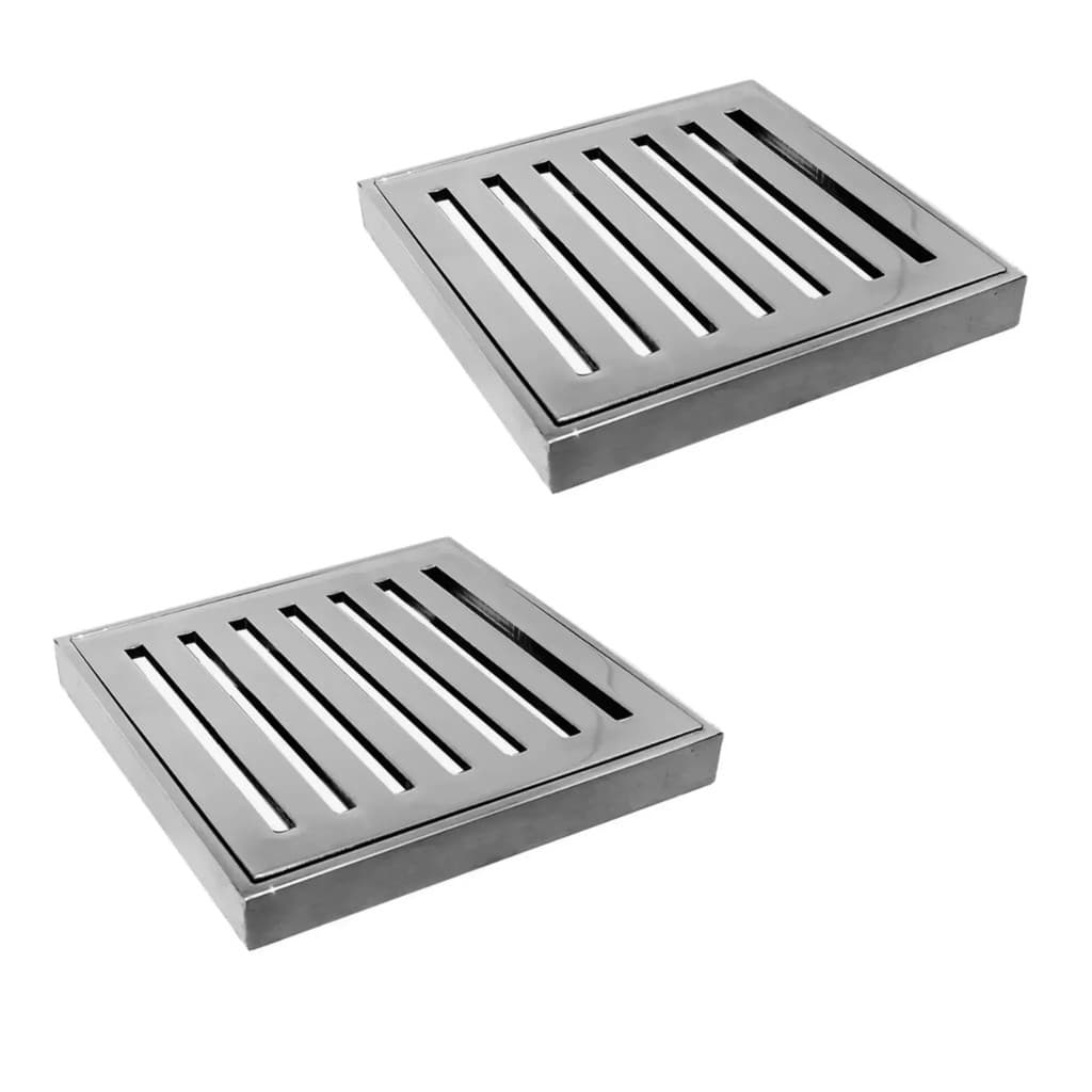Kit 2 Ralo Classic Quadrada Inox Com Grelha 10X10 Selmetal