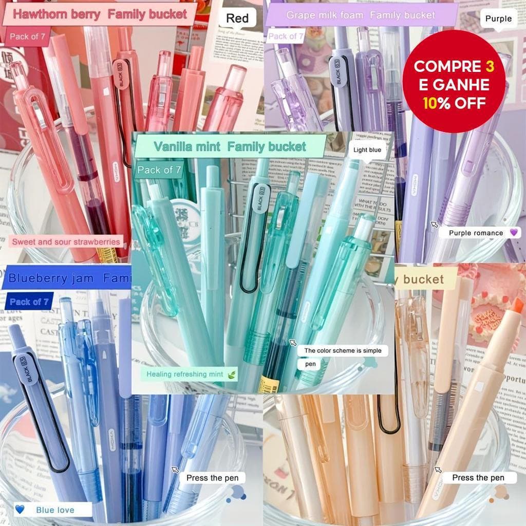 7 piezas por caja bolígrafo de gel transparente simple de 0,5 mm tinta negra de alta calidad secado rápido 67AQ para est