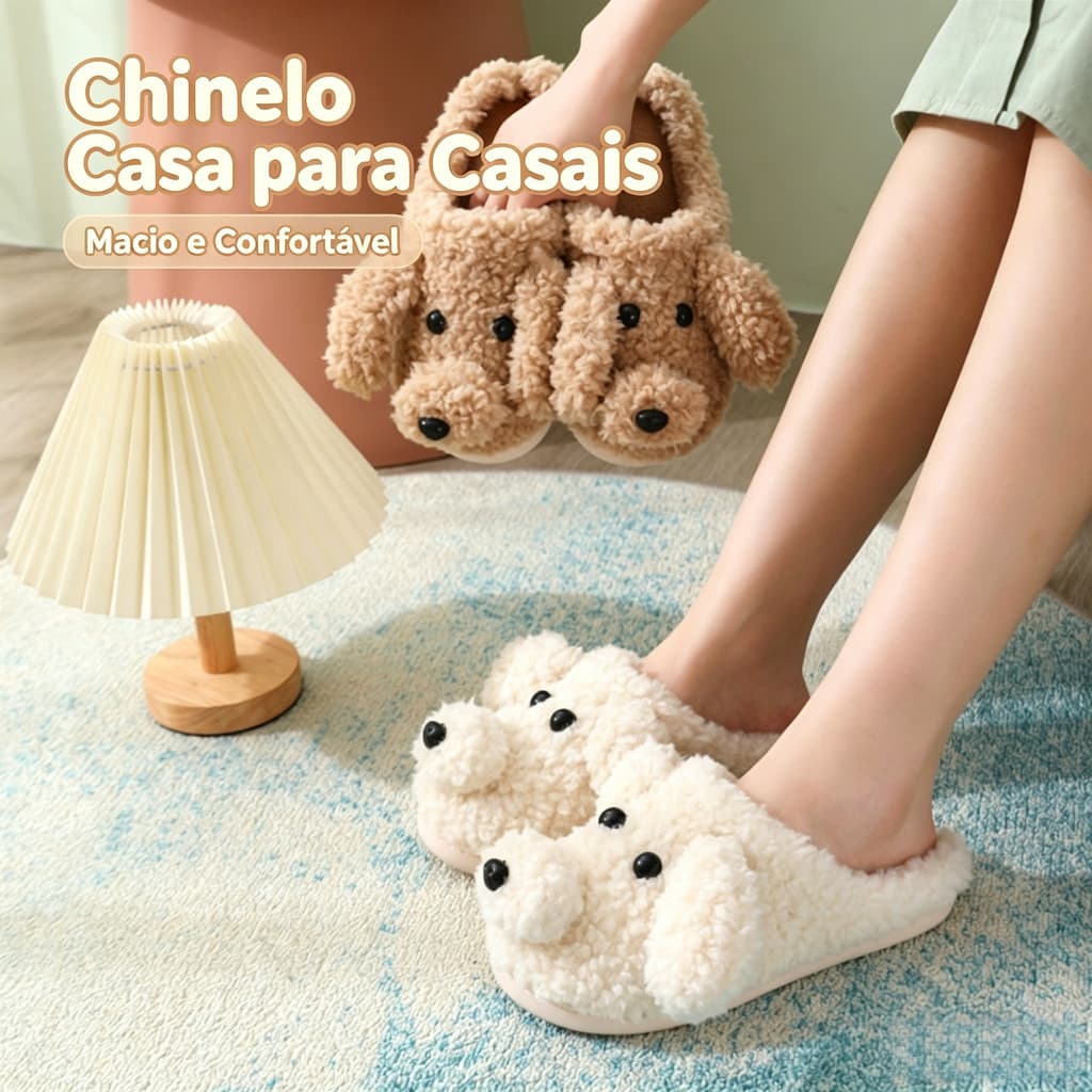 Chinelo pelúcia fofo modelo família casal criança, anti-derrapante quente para uso interno doméstico