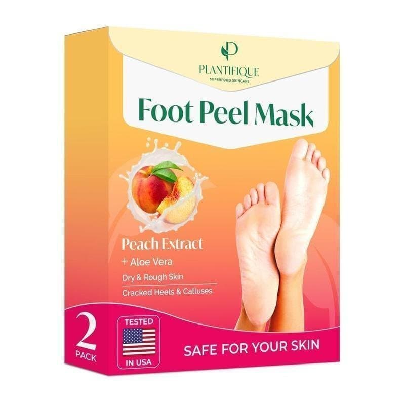 PLANTIFIQUE Máscara Esfoliante para os Pés com Extrato de Pêssego - Máscara para Pés Secos - Removedor de Calosidades -