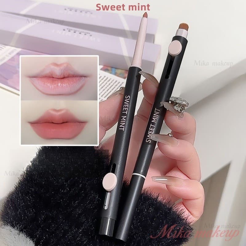 SWEETMINT Delineador Labial De Ponta Dupla Tudo Em Um Lápis Fosco Natural Tridimensional Contorno Pincel Maquiagem