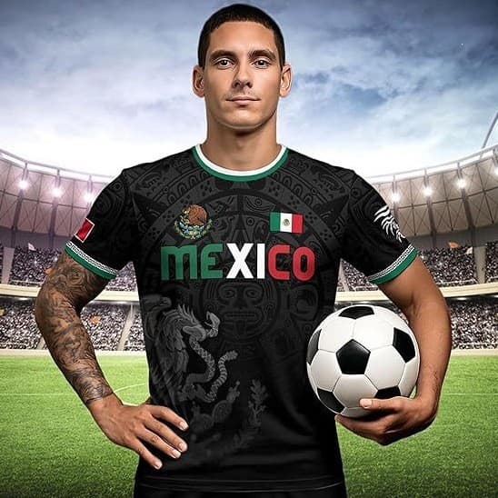 Comércio exterior transfronteiriço venda quente camisa mexicana 3D impressão Digital malha respirável camiseta masculina