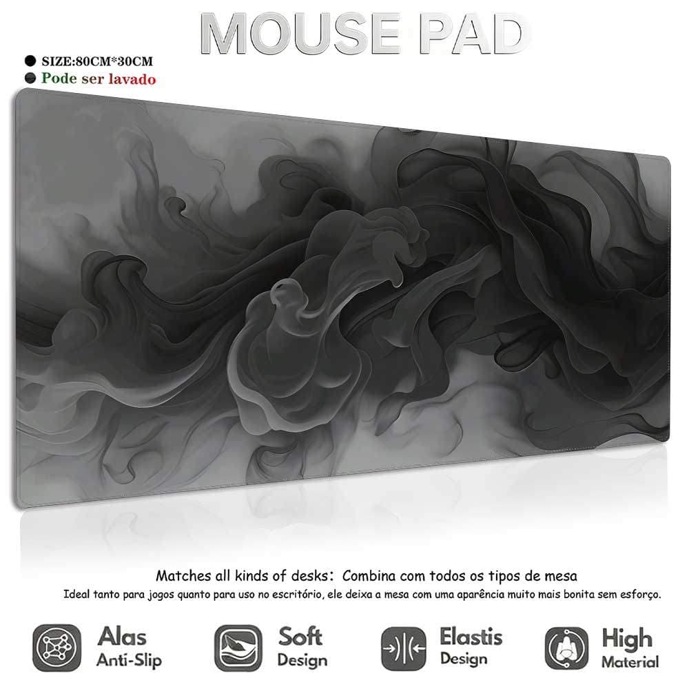 Mouse Pad Premium Estilo Dark, Tapete de Mesa Gamer para Teclado e Mouse, Tapete Grande Antiderrapante 80x30cm